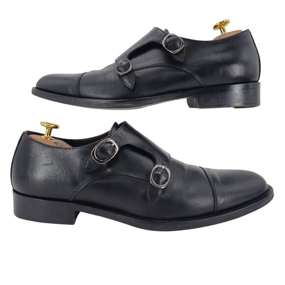 To Boot New York Adam Derrick Italy Men's 10.5 Black Leather Monk Strap Loafers - Picture 3 of 10